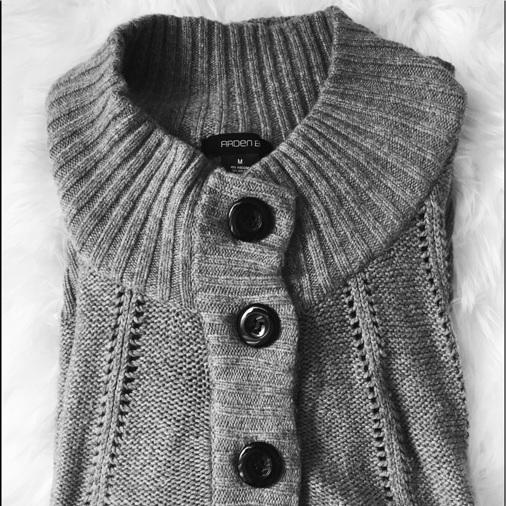 Arden B. Long Knit Short Sleeve Gray Cardigan
